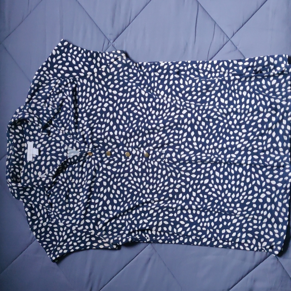 Navy & white Charter Club collared blouse